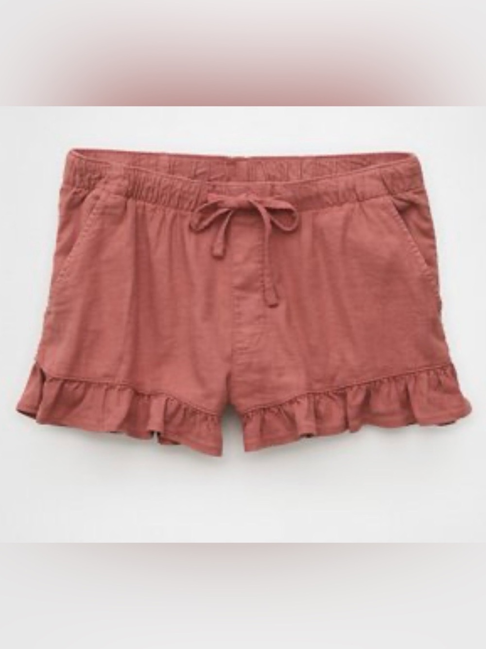 AE•Stretch Linen Blend Ruffle Short•CREAM•Size S•NWT